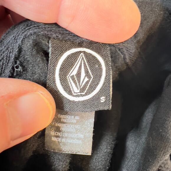 Volcom Hoodie Sweatshirt Men's Small Fleece Y2K Casual Dark Black Kangaroo Pouch - Picture 2 of 15